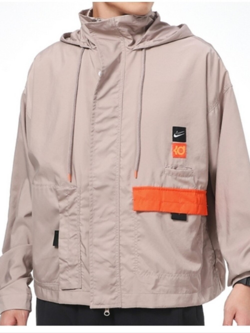 NIKE KD Swoosh Embroidered Pattern Woven Basketball Jacket Khaki
